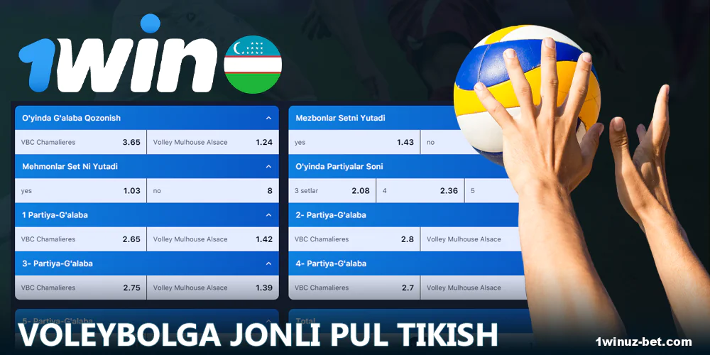 1Win O'zbekiston da voleybolga pul tikish